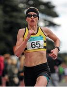 17 April 2016; Lizzie Lee, Leevale AC, Co. Cork, in action during the Senior Womens relay race. The GloHealth AAI National Road Relays. Raheny, Dublin. Picture credit : Tomás Greally /  SPORTSFILE