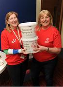 22 April 2016; 3,000 volunteers are out in force across Ireland today, Friday 22nd, trying to raise €650,000 for Special Olympics in just 24 hours. All of the funds raised go towards supporting 9,100 athletes right across Ireland. Collection locations in 250 villages, towns and cities in Ireland. Visit specialolympics.ie to donate and for more details. Pictured are Susan Crosby, head of credit admin of Europe, Rabobank Ireland, and Marion Harvey, case manager at Rabobank Ireland. Special Olympics Collection Day. Dublin. Picture credit: Seb Daly / SPORTSFILE