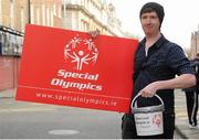 22 April 2016; 3,000 volunteers are out in force across Ireland today, Friday 22nd, trying to raise €650,000 for Special Olympics in just 24 hours. All of the funds raised go towards supporting 9,100 athletes right across Ireland. Collection locations in 250 villages, towns and cities in Ireland. Visit specialolympics.ie to donate and for more details. Pictured is volunteer Philip Johnson, Coolock, Dublin. Special Olympics Collection Day. Dublin. Picture credit: Seb Daly / SPORTSFILE