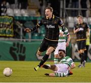22 April 2016; Ronan Finn, Dundalk, is tackled by Killian Brennan, Shamrock Rovers. SSE Airtricity League, Premier Division, Shamrock Rovers v Dundalk. Tallaght Stadium, Tallaght, Co. Dublin. Picture credit: David Maher / SPORTSFILE