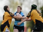 23 April 2016; Laura Mahon, MU Barnhall, in action against Emma Chamberlain, left, and Molly Scuffil McCabe, Garda/ Westmanstown. Bank of Ireland Leinster Women's Paul Cusack Plate Final, Garda/Westmanstown v MU Barnhall. Cill Dara RFC, Kildare. Picture credit: Sam Barnes / SPORTSFILE