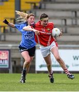 23 April 2016; Hannah Looney, Cork, in action against Colleen Barrett, Dublin. Lidl Ladies Football National League, Division 1, semi-final, Cork v Dublin. St Brendan's Park, Birr, Co. Offaly. Picture credit: Ramsey Cardy / SPORTSFILE