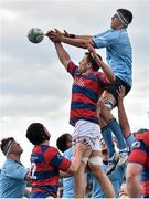 23 April 2016; Clontarf captain Ben Reilly contests a lineout with Emmet MacMahon, UCD. Ulster Bank League, Division 1A, semi-final, Clontarf v UCD. Castle Avenue, Clontarf, Co. Dublin. Picture credit: Cody Glenn / SPORTSFILE
