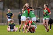 23 April 2016; Mayo players celebrate their side's victory at the final whistle. Lidl Ladies Football National League, Division 1, semi-final, Mayo v Kerry. St Brendan's Park, Birr, Co. Offaly. Picture credit: Ramsey Cardy / SPORTSFILE