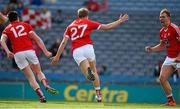 23 April 2016; Jim McEneaney, wearing 27 after a blood injury, celebrates scoring Louth's second goal in the 59th minute. Allianz Football League, Division 4, Final, Louth v Antrim. Croke Park, Dublin. Picture credit: Ray McManus / SPORTSFILE