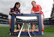 4 May 2010; Captain’s from teams competing in the Bord Gáis Energy NFL Divisions finals gathered in Croke Park ahead of the finals Park in Parnell Park on Saturday. Pictured are Galway's Emer Flaherty, left, and Cork's Rena Buckley, right, with Donegal's Aoife McDonald and Kildare's Aisling Holton. Croke Park, Dublin. Photo by Sportsfile