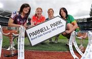 4 May 2010; Captain’s from teams competing in the Bord Gáis Energy NFL Divisions finals gathered in Croke Park ahead of the finals Park in Parnell Park on Saturday. Pictured are, from left to right, Galway's Emer Flaherty, Cork's Rena Buckley, Kildare's Aisling Holton and Donegal's Aoife McDonald. Croke Park, Dublin. Photo by Sportsfile