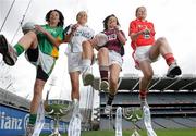 4 May 2010; Captain’s from teams competing in the Bord Gáis Energy NFL Divisions finals gathered in Croke Park ahead of the finals Park in Parnell Park on Saturday. Pictured are, from from to right, Donegal's Aoife McDonald, Kildare's Aisling Holton, Galway's Emer Flaherty and Cork's Rena Buckley. Croke Park, Dublin. Photo by Sportsfile