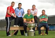 4 May 2010; At the launch of the 2010 GAA Football All-Ireland Senior Championship in Kerins O'Rahilly's GAA Club, Tralee, are, from left, Michael Shields, Cork, Alan Brogan, Dublin, Micheal Quirke, Kerry, Stephen O'Neill, Tyrone, and Trevor Mortimer, Mayo. Kerins O'Rahilly's GAA Club, Tralee, Co. Kerry. Picture credit: Brendan Moran / SPORTSFILE