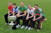 4 May 2010; At the launch of the 2010 GAA Football All-Ireland Senior Championship in Kerins O'Rahilly's GAA Club, Tralee, are, back from left, Trevor Mortimer, Mayo, Michael Shields, Cor,k and Micheal Quirke, Kerry, with front, from left, Alan Brogan, Dublin, and Stephen O'Neill, Tyrone. Kerins O'Rahilly's GAA Club, Tralee, Co. Kerry. Picture credit: Ray McManus / SPORTSFILE