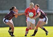8 May 2010; Mary O'Connor, Cork, in action against Aine Gilmore, left, and Emer Flaherty, Galway. Bord Gais Energy Ladies National Football League Division 1 Final, Cork v Galway, Parnell Park, Dublin. Picture credit: Stephen McCarthy / SPORTSFILE