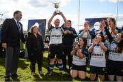 23 April 2016; Emma Coyne, Edenderry, lifts the Paul Flood Cup. Bank of Ireland Leinster Women's Paul Flood Cup Final, Tullamore v Edenderry. Cill Dara RFC, Kildare. Picture credit: Sam Barnes / SPORTSFILE