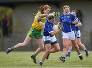 23 April 2016; Donna English, Cavan, in action against Deirdre Foley, Donegal. Lidl Ladies Football National League, Division 2, semi-final, Donegal v Cavan. Picture credit: Oliver McVeigh / SPORTSFILE