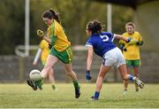 23 April 2016; Ciara Hegarty, Donegal, in action against Sheila Reilly, Cavan. Lidl Ladies Football National League, Division 2, semi-final, Donegal v Cavan. Picture credit: Oliver McVeigh / SPORTSFILE