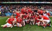23 April 2016; The Louth players celebrate with the cup. Allianz Football League, Division 4, Final, Louth v Antrim. Croke Park, Dublin. Picture credit: Ray McManus / SPORTSFILE