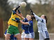 23 April 2016; Yvonne McMonagle, Donegal, in action against Rachael Jordan, Laura Fitzpatrick and Elaine Walsh, Cavan. Lidl Ladies Football National League, Division 2, semi-final, Donegal v Cavan. Picture credit: Oliver McVeigh / SPORTSFILE