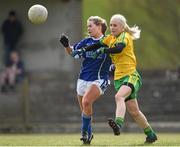 23 April 2016; Teresa Doherty, Donegal, in action against Caitriona Smith, Cavan. Lidl Ladies Football National League, Division 2, semi-final, Donegal v Cavan. Picture credit: Oliver McVeigh / SPORTSFILE