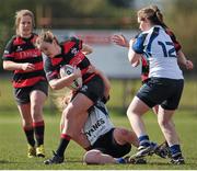 23 April 2016; Pauline Keating, Tullamore, is tackled by Emma Coyne, Edenderry. Bank of Ireland Leinster Women's Paul Flood Cup Final, Tullamore v Edenderry. Cill Dara RFC, Kildare. Picture credit: Sam Barnes / SPORTSFILE