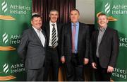 23 April 2016; Athletics Association of Ireland Finance and Risk Committee, from left to right, Neil Martin, George Maybury, Dermot Nagle, Michael Quinlan, during the Athletics Association of Ireland Congress 2016. Tullamore Court Hotel, Tullamore, Co. Offaly. Picture credit: Seb Daly / SPORTSFILE