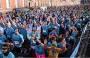 24 April 2016; Participants take part in the mass warm up ahead of in the Dublin Remembers 1916 5K run. Mountjoy Square, Dublin. Picture credit: Sam Barnes / SPORTSFILE