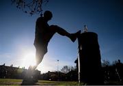 24 April 2016; Participant Paul Cannon, Dublin, warms up ahead of the Dublin Remembers 1916 5K run. Mountjoy Square Park, Dublin.  Picture credit: Sam Barnes / SPORTSFILE
