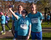 24 April 2016; Participants take a selfie ahead of the Dublin Remembers 1916 5K run. Mountjoy Square Park, Dublin.  Picture credit: Sam Barnes / SPORTSFILE