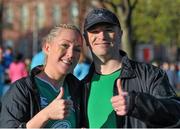24 April 2016; Breda and Barry Somers, Dublin, pose for a photograph ahead of the Dublin Remembers 1916 5K run. Mountjoy Square Park, Dublin.  Picture credit: Sam Barnes / SPORTSFILE