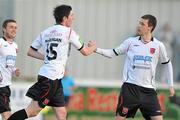 10 May 2010; Dundalk's Ciaran McGuigan, left, celebrates after scoring his side's first goal with team-mate Alan Cawley. EA Sports Cup Second Round, Dundalk v Sporting Fingal, Oriel Park, Dundalk. Photo by Sportsfile