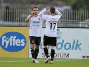 10 May 2010; Dundalk's Fahrudin Kuduzovic, left, celebrates his goal with team-mate Tiarnan Mulvenna. EA Sports Cup Second Round, Dundalk v Sporting Fingal, Oriel Park, Dundalk. Photo by Sportsfile
