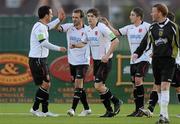 10 May 2010; Dundalk's Fahrudin Kuduzovic, second from left, is congratulated by team-mates, from left to right, Neale Fenn, Stephen Maher and Shaun Kelly after scoring his side's second goal. EA Sports Cup Second Round, Dundalk v Sporting Fingal, Oriel Park, Dundalk. Photo by Sportsfile