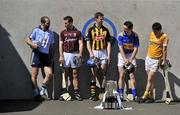 11 May 2010; Inter county hurlers, Stephen Hiney, Dublin, David Collins, Galway, Brian Hogan, Kilkenny, Conor O'Mahony, Tipperary, and Shane McNaughton, Antrim, with the Liam MacCarthy Cup the launch of the 2010 GAA Hurling Championships. Ballyboden St. Enda's, Firhouse Road, Dublin. Picture credit: Brendan Moran / SPORTSFILE