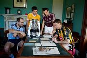 11 May 2010; At the launch of the 2010 GAA Hurling Championship on location at St Enda’s Park Rathfarnham, home to the Pearse Museum formerly Scoil Éanna, from left, Stephen Hiney, Dublin, Shane McNaughton, Antrim, David Collins, Galway and Brian Hogan, Kilkenny. Dr Doody, a member of PH Pearse’s teaching staff at the school was involved in the establishment of the Leinster schools championship on November 26 1910 and Pearse himself was vice Chairman of the organising committee. Among the pupils at the school was Maurice Fraher - son of the legendary Waterford GAA figure Dan Fraher. However undoubtedly the best known GAA figure the school produced was Frank Burke. He was a member of the hurling and football teams and captained the team that won the Junior Dublin's School Cup in 1910-11. He later fought in the 1916 Rising and was interned in Frongoch. Although only released in 1917, he was on the Dublin All-Ireland winning hurling team that year. He won a second hurling All-Ireland with Dublin in 1920. In addition, he won All-Ireland football medals with Dublin in 1921, 1922 and 1923. Frank Burke was later to become the last headmaster of Scoil Éanna, which closed in 1935. Picture credit: Ray McManus / SPORTSFILE