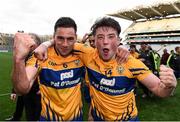 23 April 2016; Dean Ryan, left, and Keelan Sexton, Clare, celebrate after the game. Allianz Football League, Division 3, Final, Clare v Kildare. Croke Park, Dublin. Picture credit: Ray McManus / SPORTSFILE