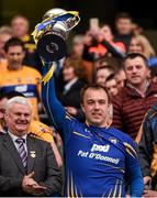 23 April 2016; Joe Hayes, Clare, lifts the cup. Allianz Football League, Division 3, Final, Clare v Kildare. Croke Park, Dublin. Picture credit: Ray McManus / SPORTSFILE