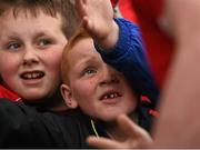 23 April 2016; Young Louth supporters wait to give a 'high five' to their idols as they walk up to collect the cup. Allianz Football League, Division 4, Final, Louth v Antrim. Croke Park, Dublin. Picture credit: Ray McManus / SPORTSFILE