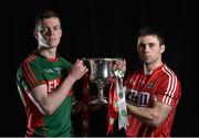 25 April 2016; Cork U21 football captain Stephen Cronin, right, and Mayo captain Stephen Coen in Croke Park ahead of their teams meeting in the EirGrid GAA Football U21 All-Ireland Final 2016. The match will take place on Saturday, 30 April at 6pm in Cusack Park, Ennis.  Picture credit: Brendan Moran / SPORTSFILE
