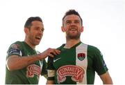 25 April 2016; Steven Beattie, right, Cork City, celebrates with team mate Alan Bennett after scoring his side's first goal. SSE Airtricity League, Premier Division, Cork City v Shamrock Rovers. Turners Cross, Cork. Picture Credit: Eóin Noonan/SPORTSFILE