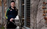 25 April 2016; Offaly's Conor Doughan with the Bob O'Keeffe Cup at the Leinster Senior Hurling Championship, Round Robin Group launch. Heritage Hotel, Portlaoise, Co. Laois. Picture credit: Piaras Ó Mídheach / SPORTSFILE