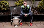 25 April 2016; Kerry captain Daniel Collins with the Bob O'Keeffe Cup at the Leinster Senior Hurling Championship, Round Robin Group launch. Heritage Hotel, Portlaoise, Co. Laois. Picture credit: Piaras Ó Mídheach / SPORTSFILE
