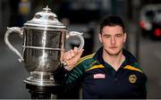 25 April 2016; Offaly's Conor Doughan with the Bob O'Keeffe Cup at the Leinster Senior Hurling Championship, Round Robin Group launch. Heritage Hotel, Portlaoise, Co. Laois. Picture credit: Piaras Ó Mídheach / SPORTSFILE