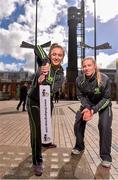 26 April 2016; Cricket Ireland have launched an ambitious five-year plan to become a mainstream sport, with the goal of taking the game to new audiences and beginning to rival the popularity of football, rugby and GAA by 2020. The KPC Group were unveiled at the event as main team sponsor for the next three years as well as headline sponsor of the forthcoming home series against Sri Lanka and Pakistan, and the prestigious Cricket Ireland Awards. In further good news at the event, Irish sports company O'Neills are putting their shirts on further success for the Ireland cricket team by extending their sponsorship deal for a further four years to the end of the decade. Cricket Ireland and O’Neills also revealed plans for an exciting new joint venture between both parties to launch a new online store where people can buy replica kit, leisure wear and cricket equipment and accessories. For more information please see www.cricketireland.ie. Pictured at the launch of the Cricket Ireland Strategic Plan were Leah Paul, left, Shapoorji Pallonji academy player, and Ireland International Jennifer Gray. Smithfield Square, Smithfield, Dublin 7.  Picture credit: David Maher / SPORTSFILE