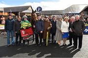 26 April 2016; Jockey Nina Carberry and owner JP McManus with the winning connections of Wish Ye Didnt after winning the Kildare Hunt Club Fr Sean Breen Memorial Steeplechase. Punchestown, Co. Kildare. Photo by Sportsfile