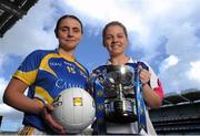 26 April 2016; Lidl Ladies National Football League captains Edel Hanley, Tipperary, and Sinead Ryan, Waterford, at the Lidl Ladies Football National League Division 3 & 4 Media Day. Croke Park, Dublin. Picture credit: Sam Barnes / SPORTSFILE