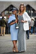 26 April 2016; Kirtsy Farrell, left, from Armagh, winner of the Bollinger Best Dressed Lady, with Holly Carpenter. Punchestown, Co. Kildare. Photo by Sportsfile