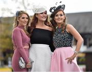 27 April 2016; Keegan sisters, from left, Charlene, Ciara and Lisa, from Crumlin, Co. Dublin, at the days races. Punchestown, Co. Kildare. Picture credit: Matt Browne / SPORTSFILE