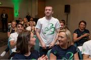 27 April 2016; Team Ireland boxer Paddy Barnes, is applauded by fellow Team Ireland athletes, after being announced as the flagbearer for the forthcoming Rio Olympic Games at a press conference to celebrate 100 Days out from the Rio Olympic Games. Conrad Hotel, Dublin. Picture credit: Brendan Moran / SPORTSFILE