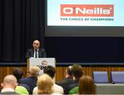 27 April 2016; Cricket Ireland have launched an ambitious five-year plan to become a mainstream sport, with the goal of taking the game to new audiences and beginning to rival the popularity of football, rugby and GAA by 2020. The KPC Group were unveiled at the event as main team sponsor for the next three years as well as headline sponsor of the forthcoming home series against Sri Lanka and Pakistan, and the prestigious Cricket Ireland Awards. In further good news at the event, Irish sports company O'Neills are putting their shirts on further success for the Ireland cricket team by extending their sponsorship deal for a further four years to the end of the decade. Cricket Ireland and O’Neills also revealed plans for an exciting new joint venture between both parties to launch a new online store where people can buy replica kit, leisure wear and cricket equipment and accessories. For more information please see www.cricketireland.ie. Pictured at the launch of the Cricket Ireland Strategic Plan is Kieran Kennedy, Managing Director of O'Neills Sportswear. Ulster University Jordanstown, Belfast, Co. Antrim. Picture credit: Oliver McVeigh / SPORTSFILE