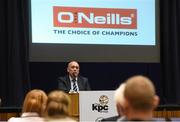27 April 2016; Cricket Ireland have launched an ambitious five-year plan to become a mainstream sport, with the goal of taking the game to new audiences and beginning to rival the popularity of football, rugby and GAA by 2020. The KPC Group were unveiled at the event as main team sponsor for the next three years as well as headline sponsor of the forthcoming home series against Sri Lanka and Pakistan, and the prestigious Cricket Ireland Awards. In further good news at the event, Irish sports company O'Neills are putting their shirts on further success for the Ireland cricket team by extending their sponsorship deal for a further four years to the end of the decade. Cricket Ireland and O’Neills also revealed plans for an exciting new joint venture between both parties to launch a new online store where people can buy replica kit, leisure wear and cricket equipment and accessories. For more information please see www.cricketireland.ie. Pictured at the launch of the Cricket Ireland Strategic Plan is Kieran Kennedy, Managing Director of O'Neills Sportswear. Ulster University Jordanstown, Belfast, Co. Antrim. Picture credit: Oliver McVeigh / SPORTSFILE