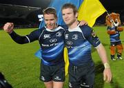 15 May 2010; Eoin Reddan and Gordon D'Arcy, Leinster, celebrates at the final whistle. Celtic League Semi-Final, Leinster v Munster, RDS, Dublin. Picture credit: Matt Browne / SPORTSFILE