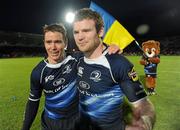 15 May 2010; Eoin Reddan, left, and Gordon D'Arcy, Leinster, celebrates at the final whistle. Celtic League Semi-Final, Leinster v Munster, RDS, Dublin. Picture credit: Matt Browne / SPORTSFILE